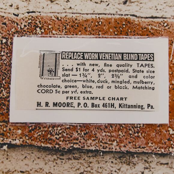 1950 H.R. Moore Kittanning PA Ad - Venetian Blind Tapes - Vtg Print Advert - Picture 1 of 5